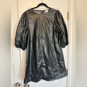 H&M Black Pleather Faux Leather Mini Dress